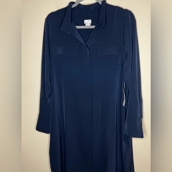 Chico’s Navy Button Cuff Shirt Utility Dress Medium - Picture 6 of 14